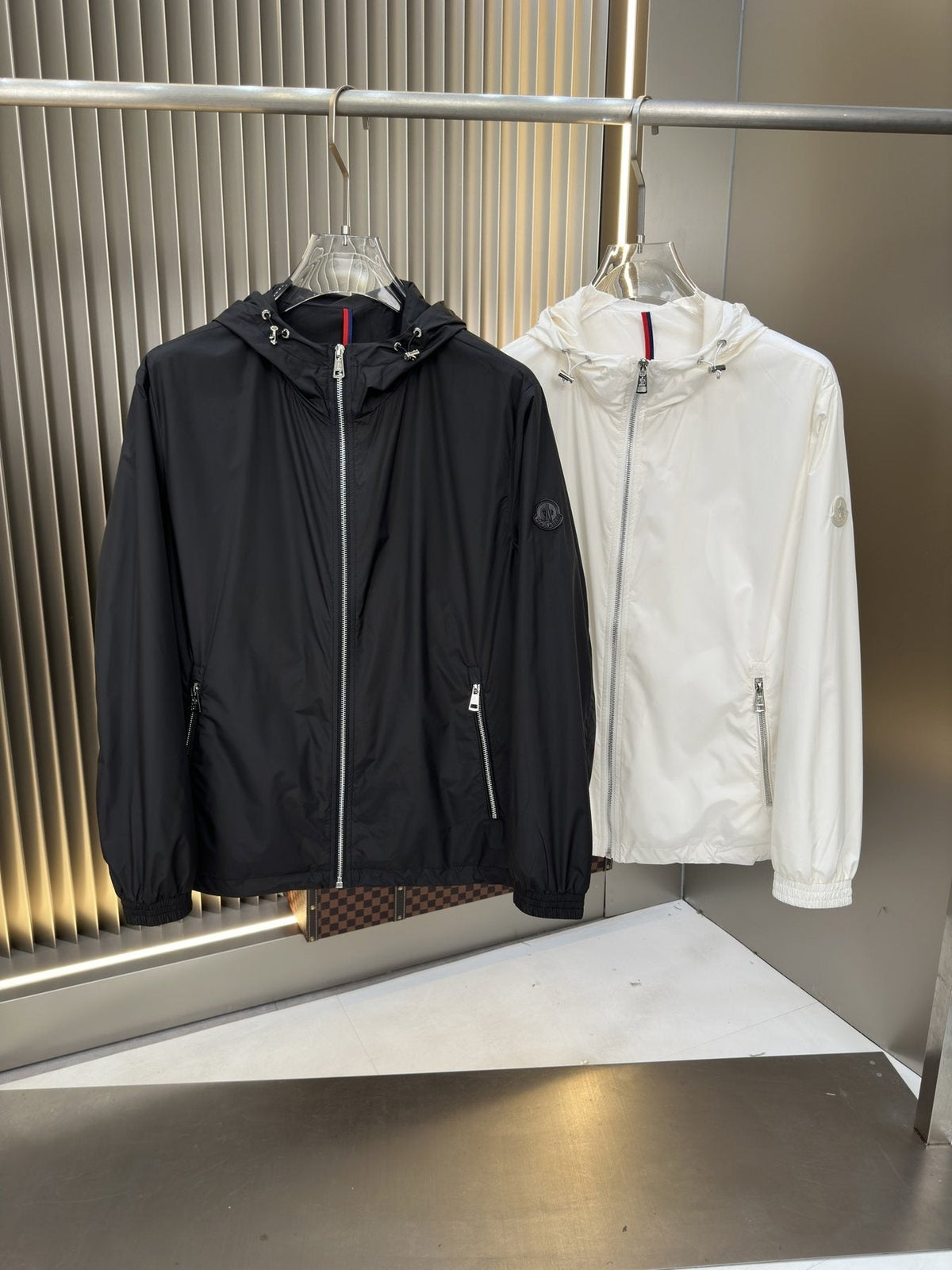 Moncler Hooded Contrast Trim Zip Jacket
