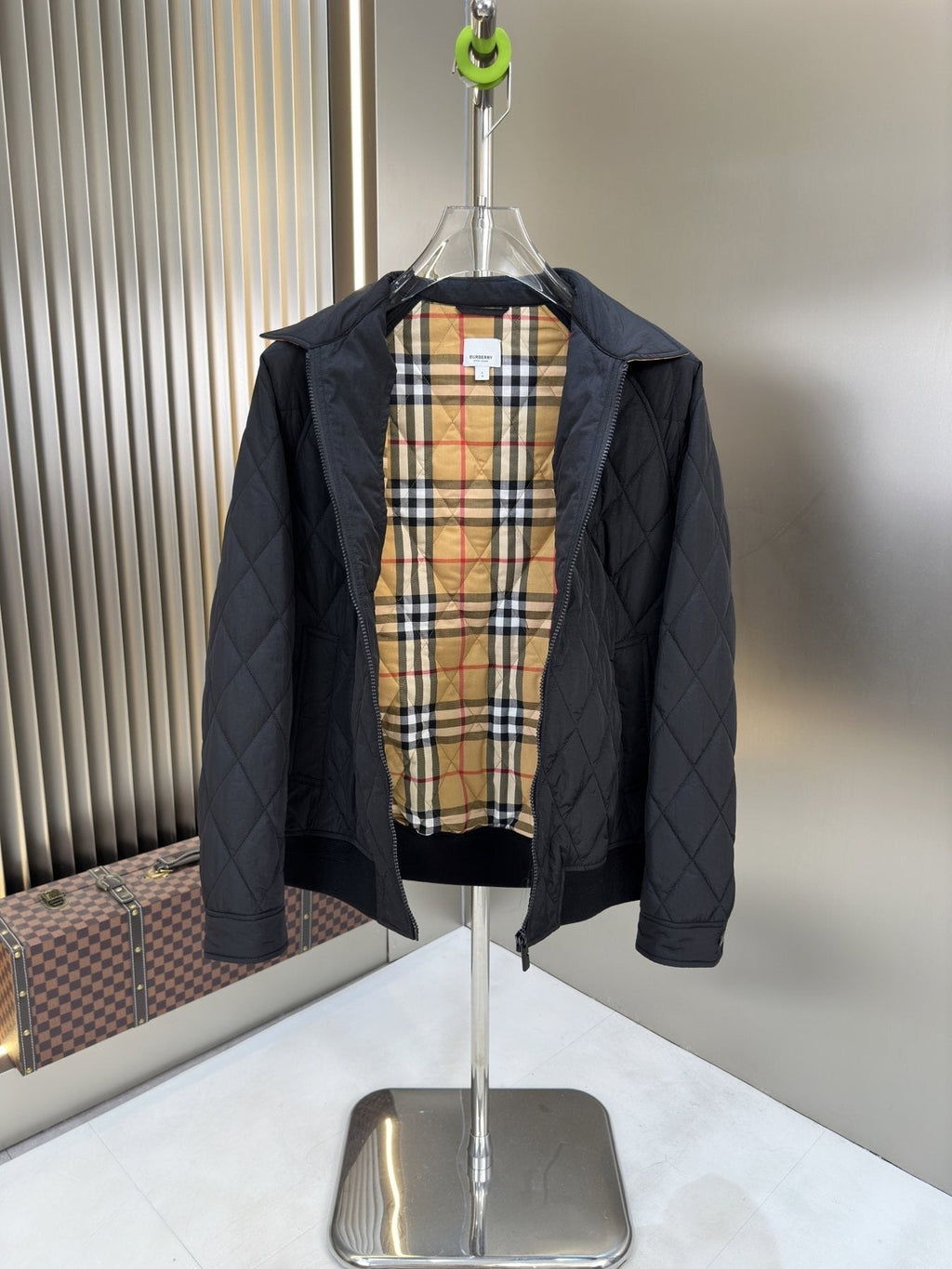 Burberry Diamond-Quilted Check-Lined Jacket