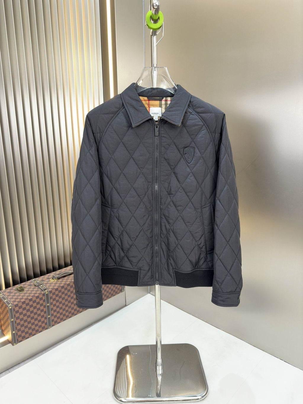Burberry Diamond-Quilted Check-Lined Jacket