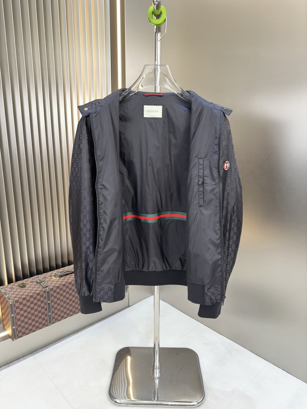 Gucci Tonal Monogram Zip-Front Bomber Jacket