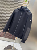 Prada Hooded Contrast-Panel Jacket