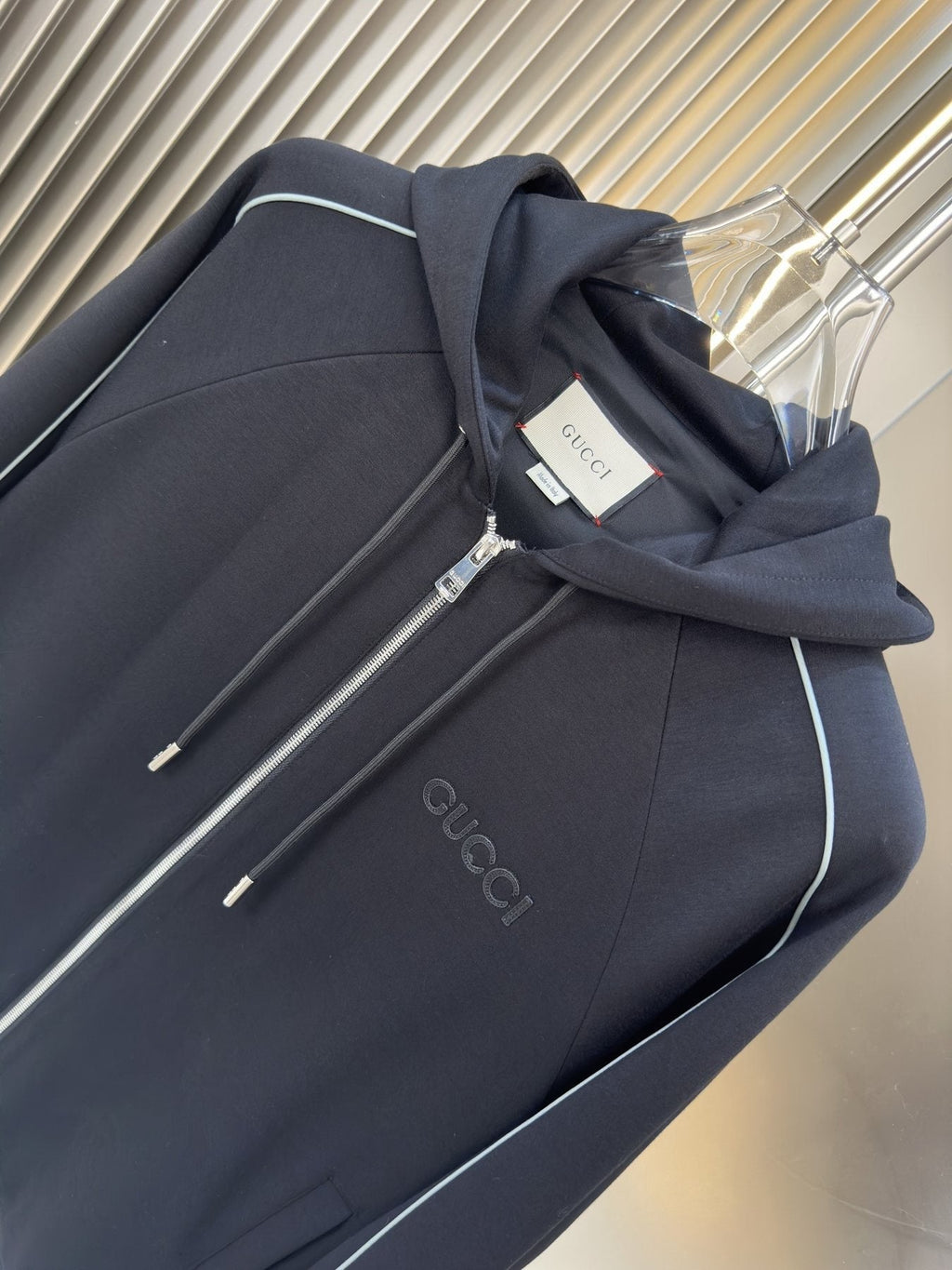 Gucci Hooded Contrast-Piping Jacket