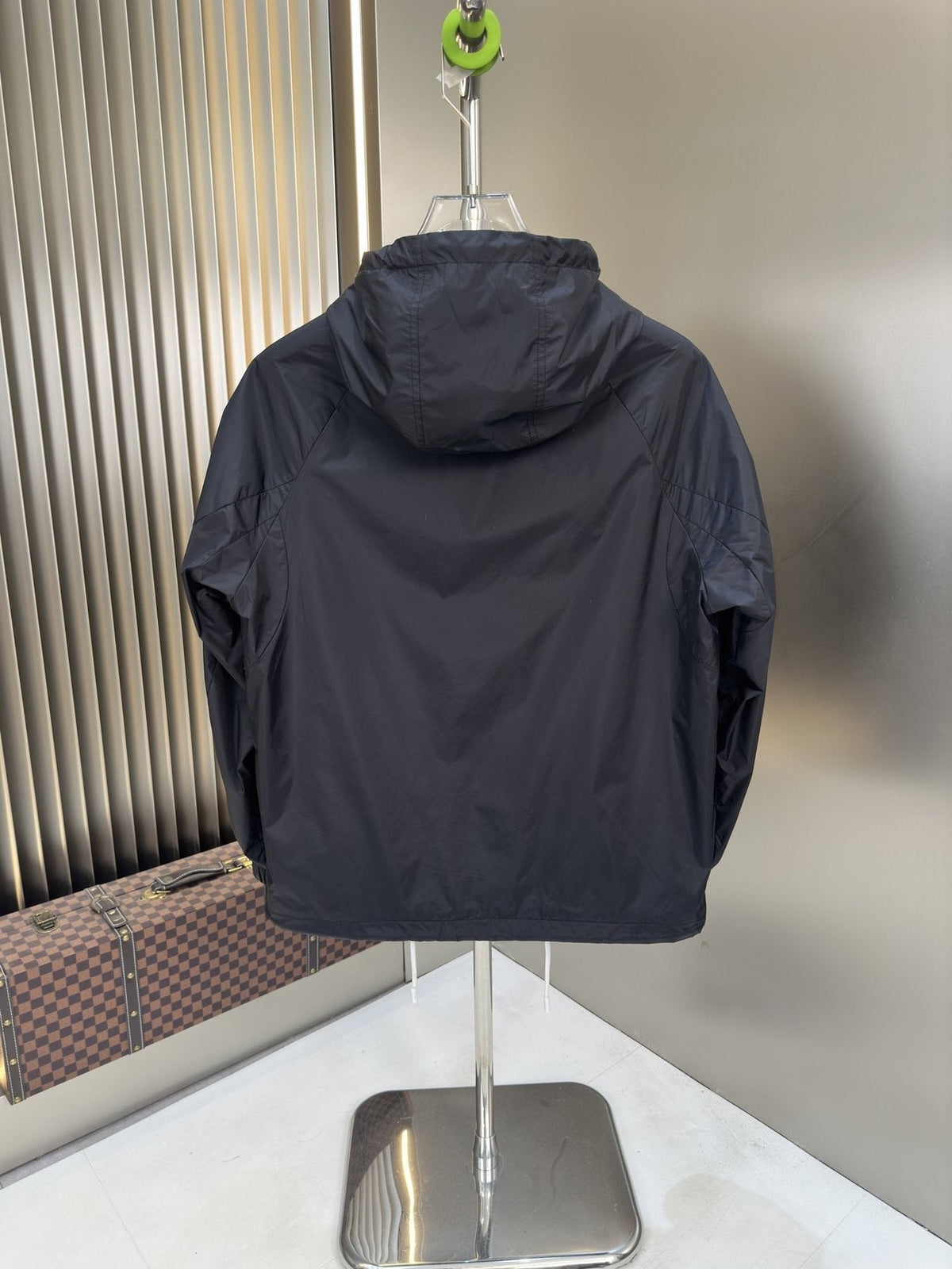 Prada Dark Navy Hooded Jacket with Blue Zipper Trim