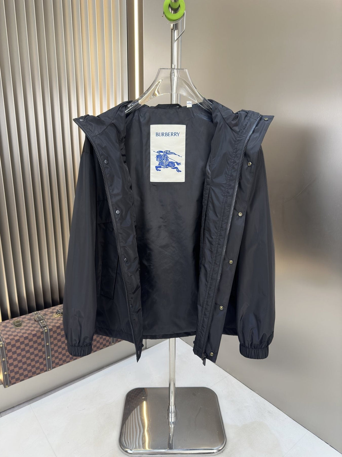 Burberry Black Hooded Zip-Front Jacket