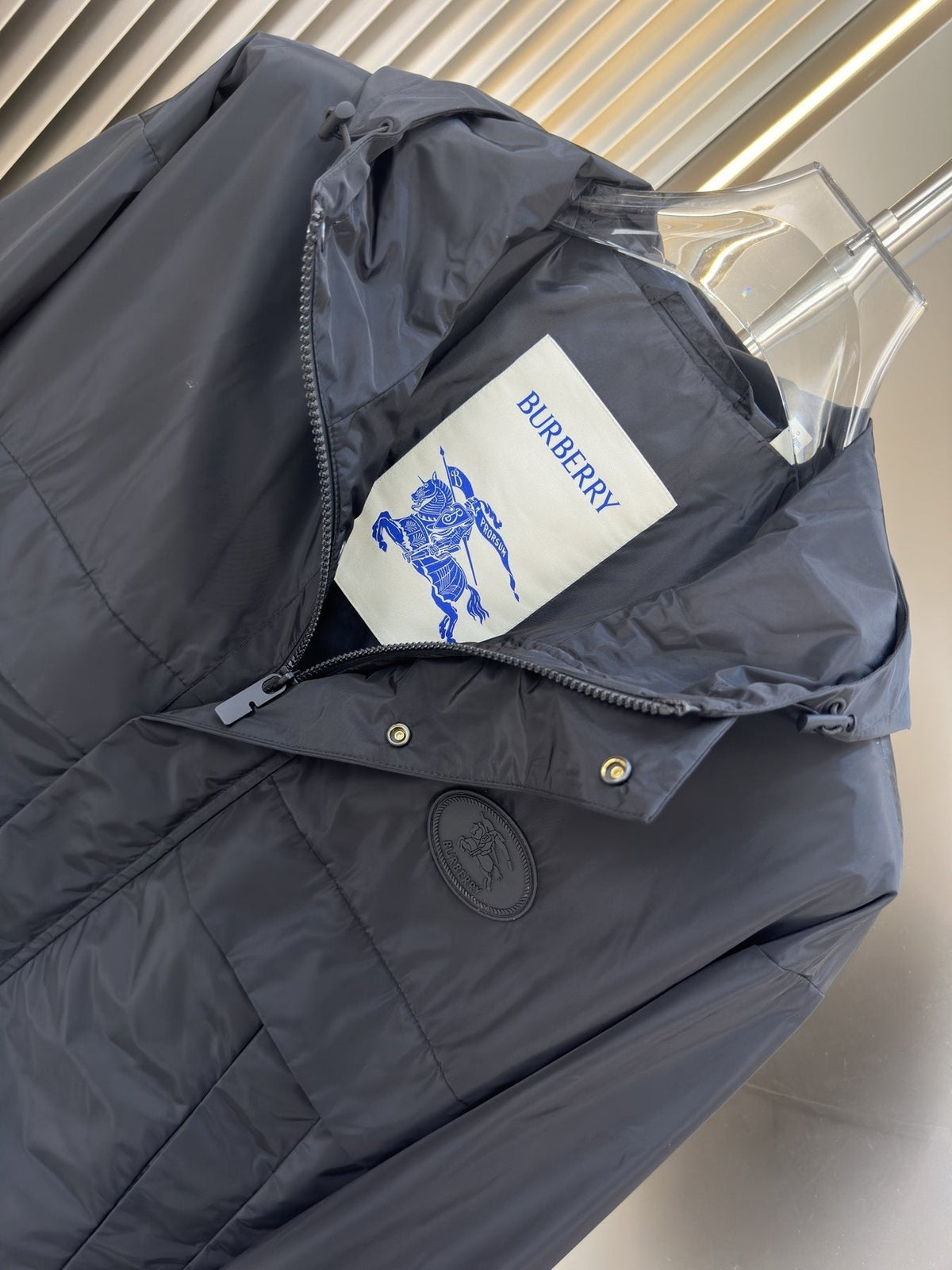 Burberry Black Hooded Zip-Front Jacket