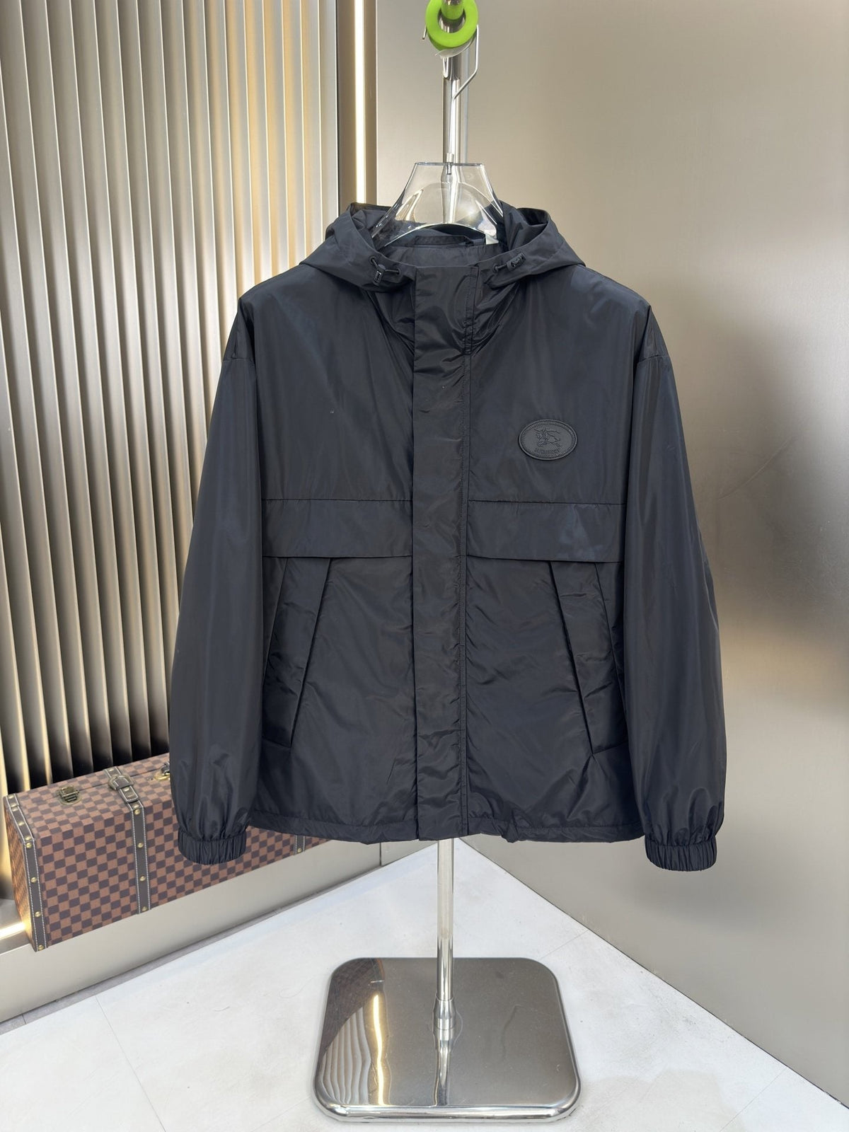 Burberry Black Hooded Zip-Front Jacket