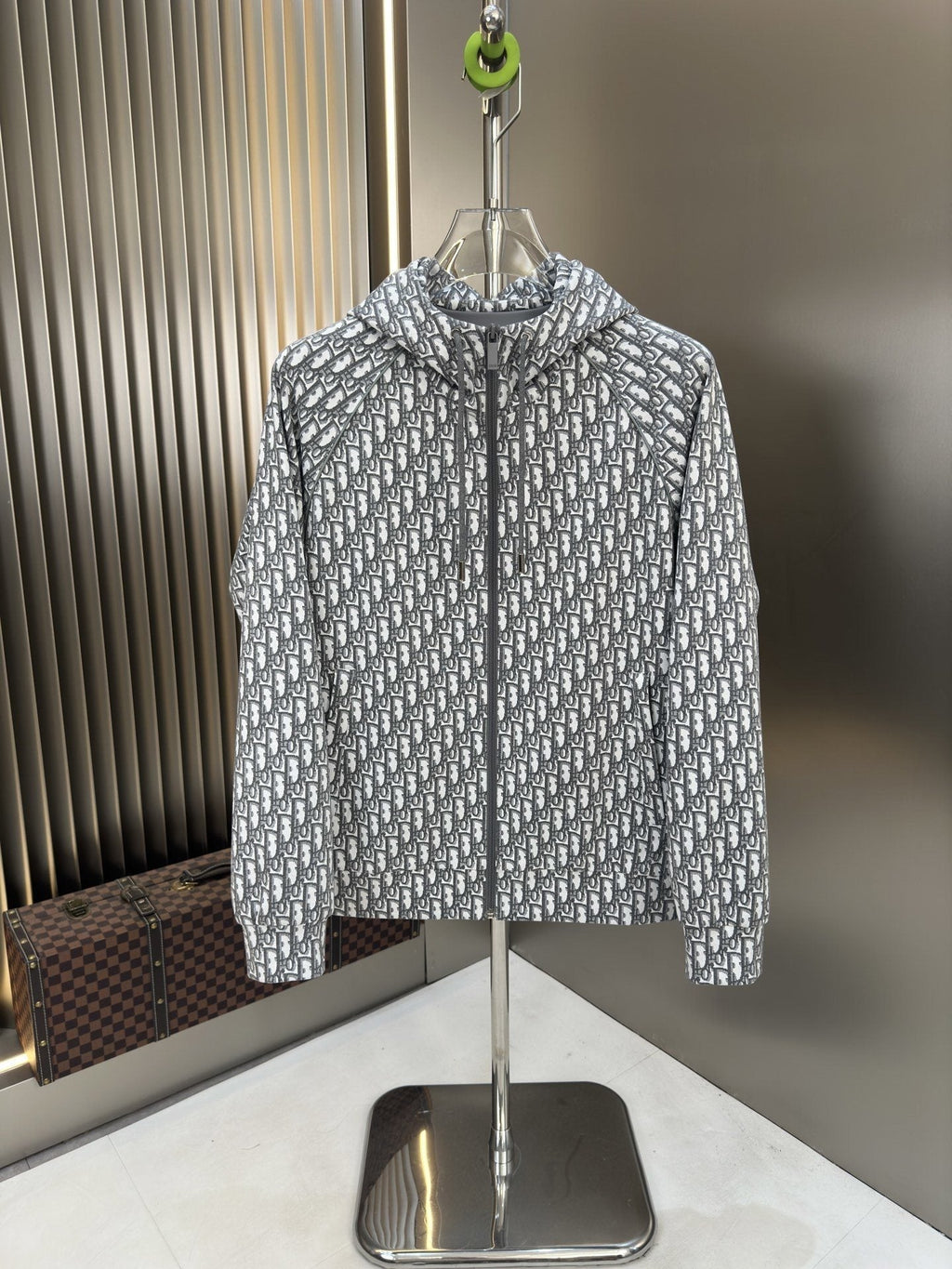 Dior Grey Monogram Hooded Zip Jacket