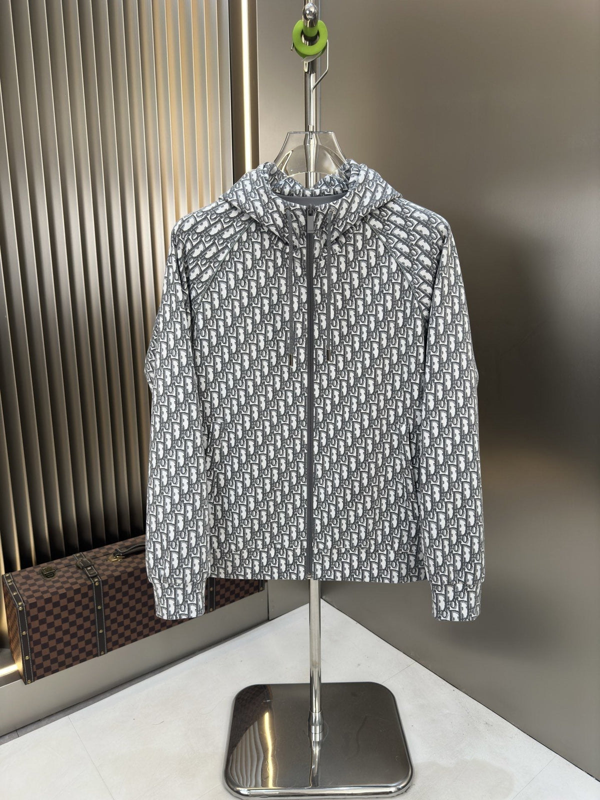 Dior Grey Monogram Hooded Zip Jacket