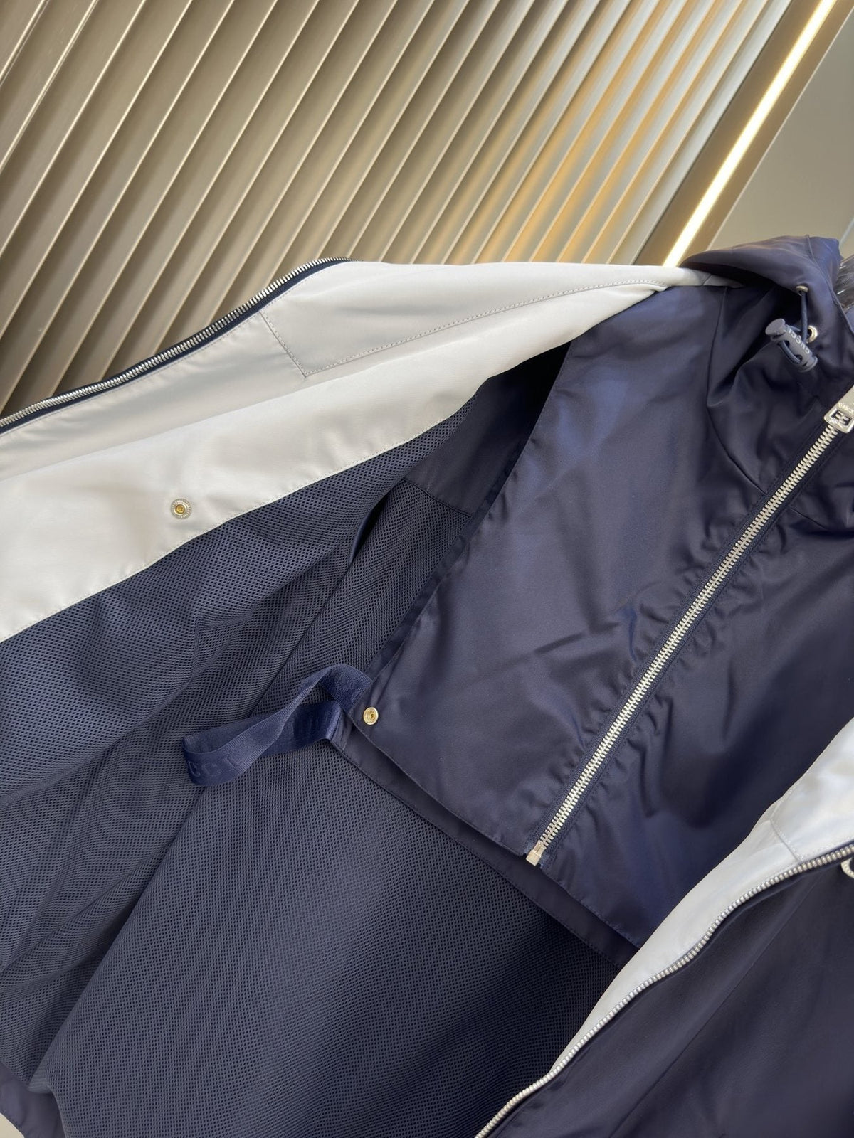 Gucci Navy Hooded Zip-Front Jacket