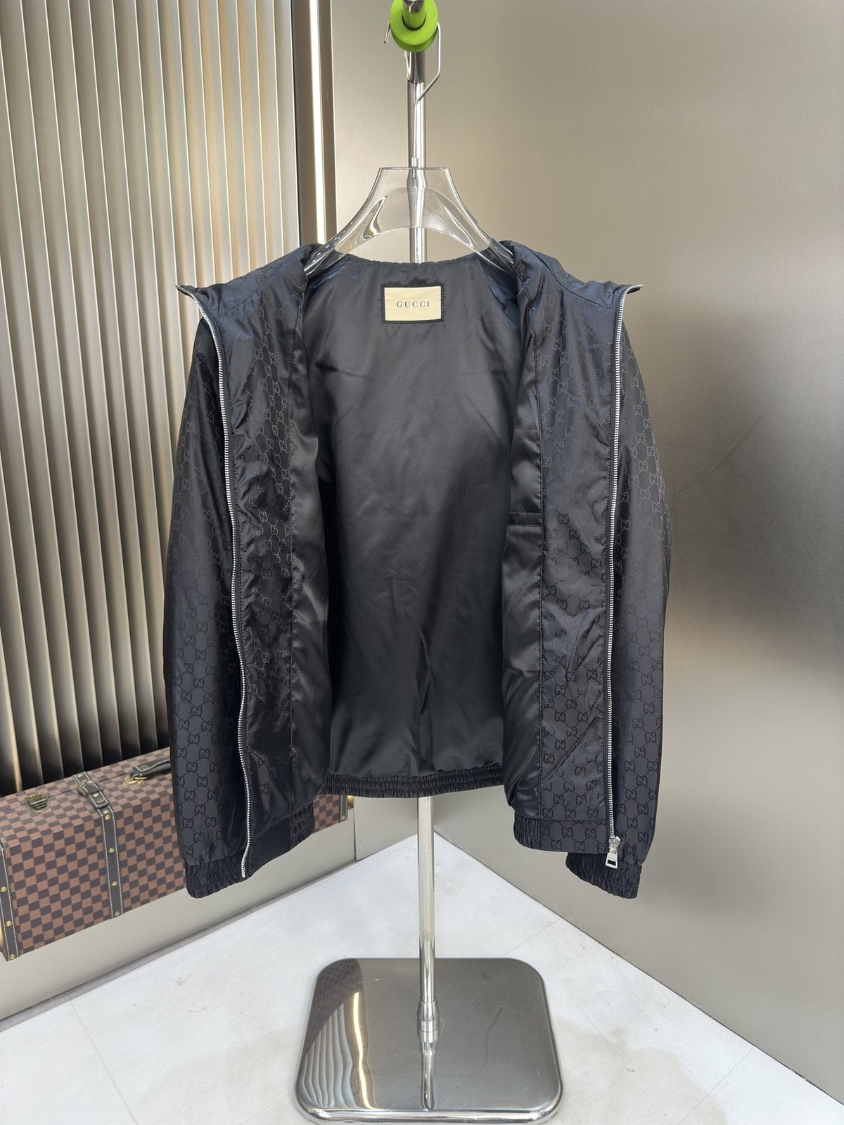 Gucci Tonal Monogram Hooded Jacket