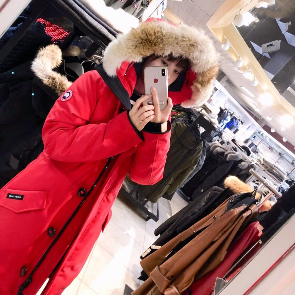 Canada Goose Women's Hooded Fur-Trim Long Down Jacket