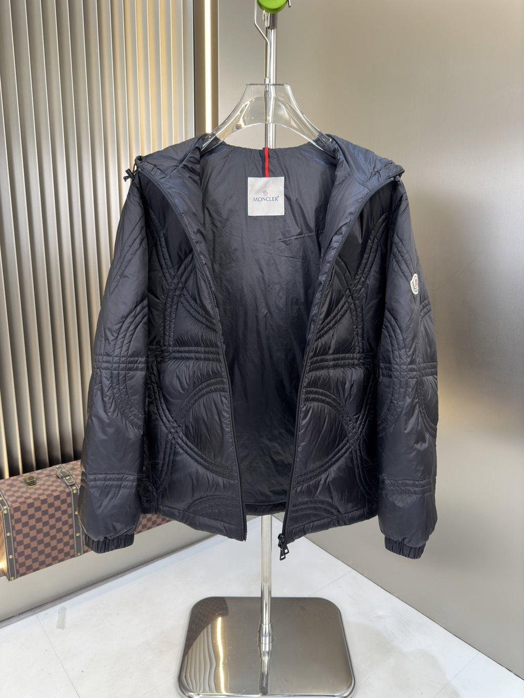 Moncler Black Hooded Quilted Puffer Coat
