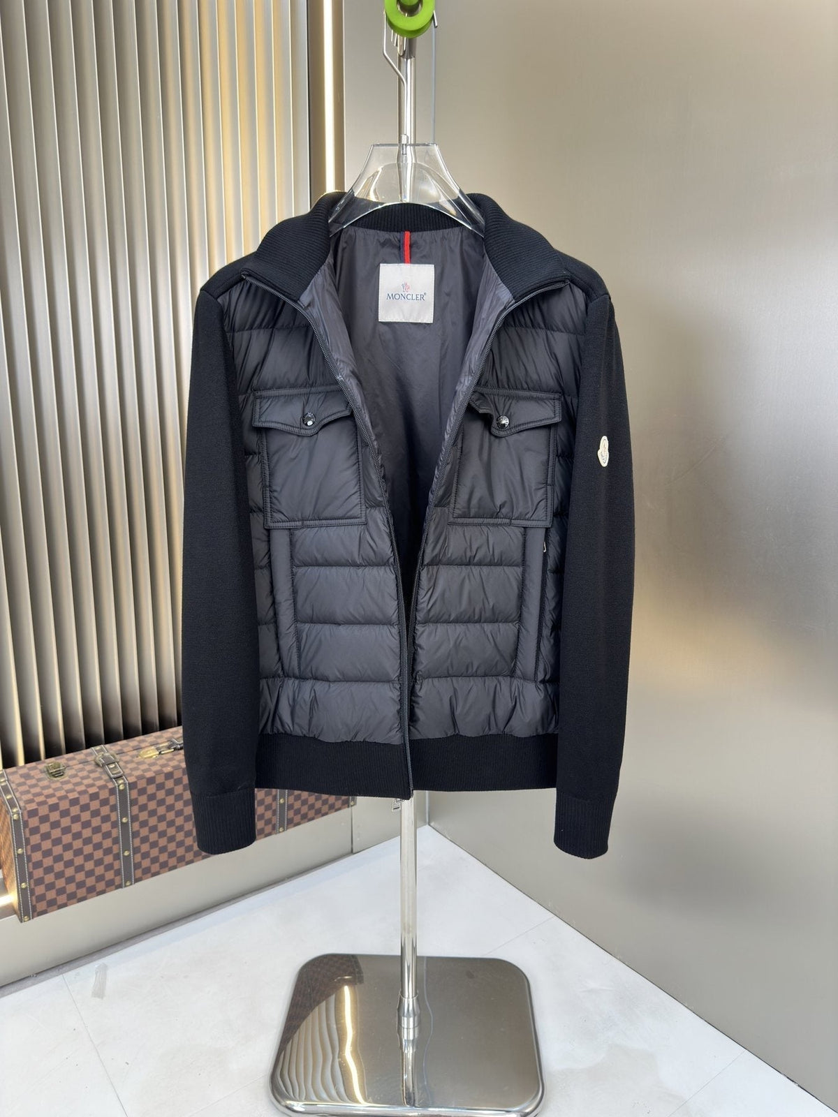 Moncler Padded Knit-Sleeve Jacket