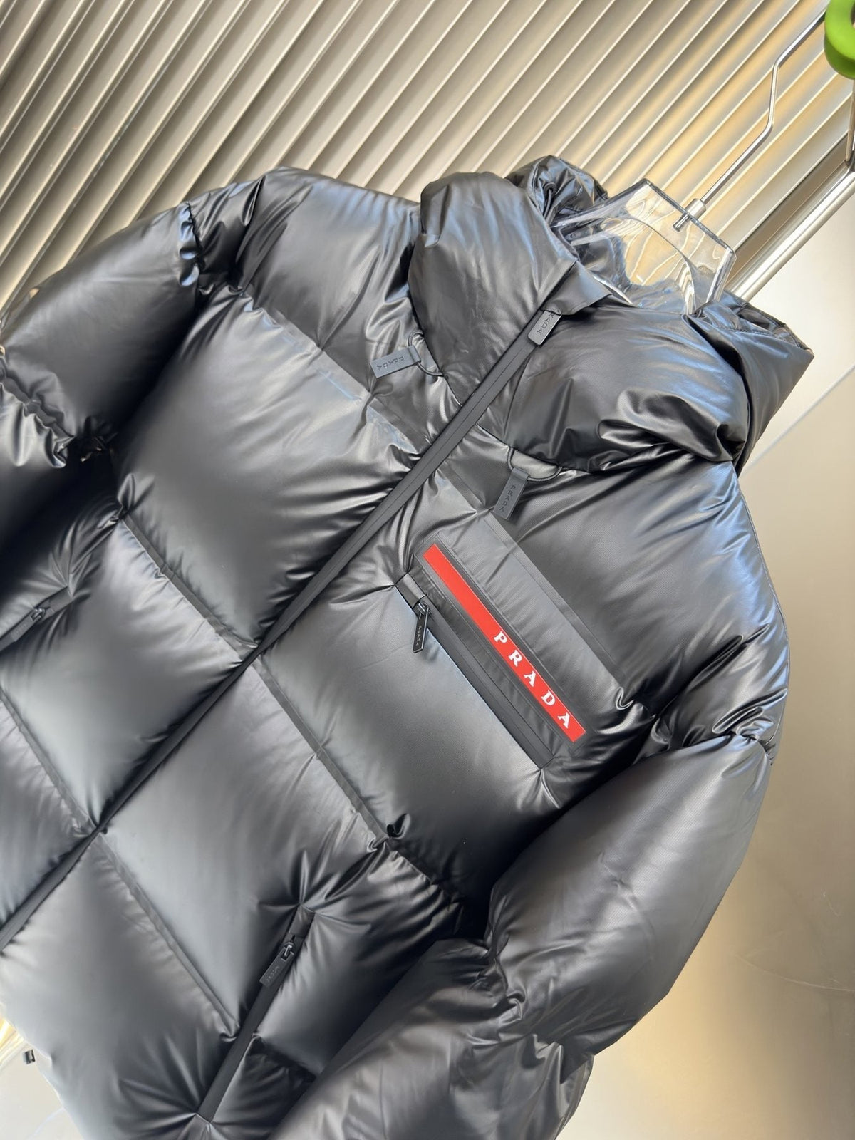 Prada Black Hooded Quilted Puffer Jacket