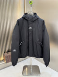 Balenciaga Black Hooded Insulated Zip-Front Coat