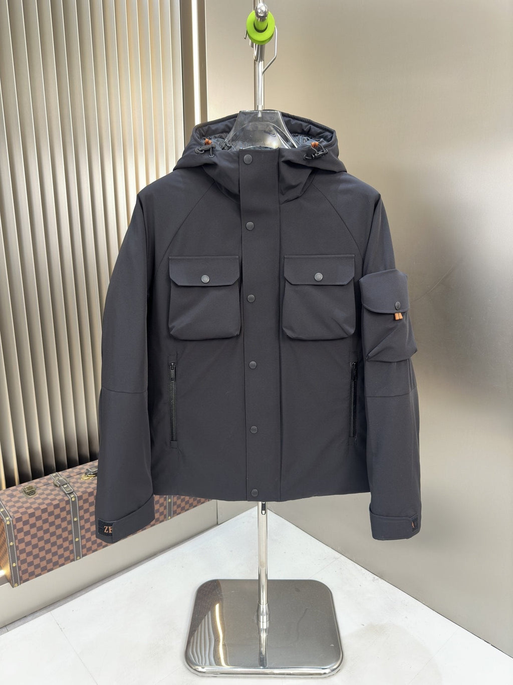 Zegna Hooded Utility Coat with Orange Trim