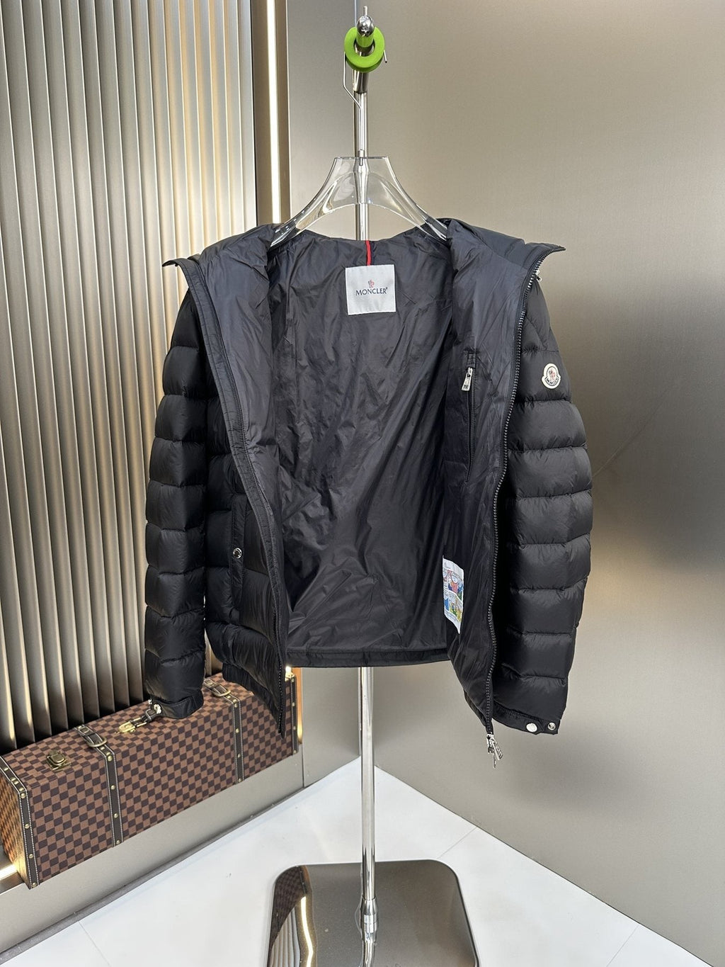 Moncler Black Hooded Quilted Puffer Coat