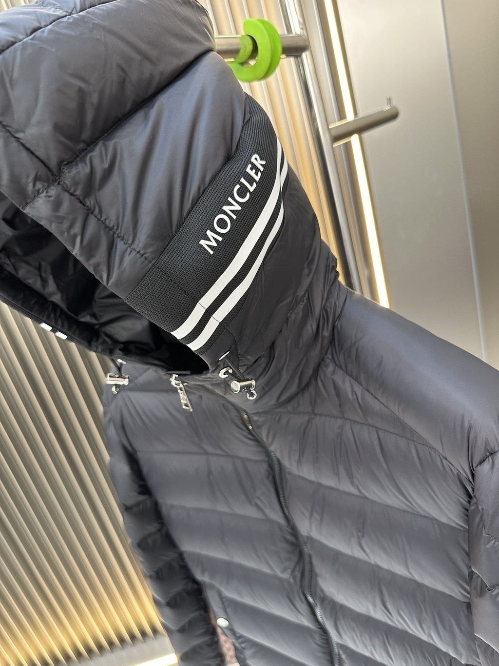 Moncler Black Hooded Quilted Puffer Coat