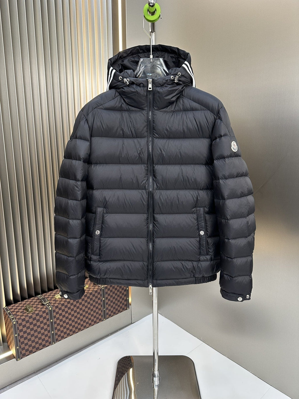 Moncler Black Hooded Quilted Puffer Coat