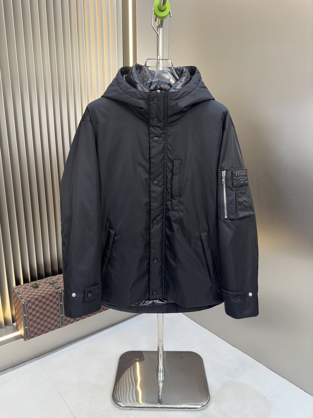 Prada Black Hooded Utility Jacket