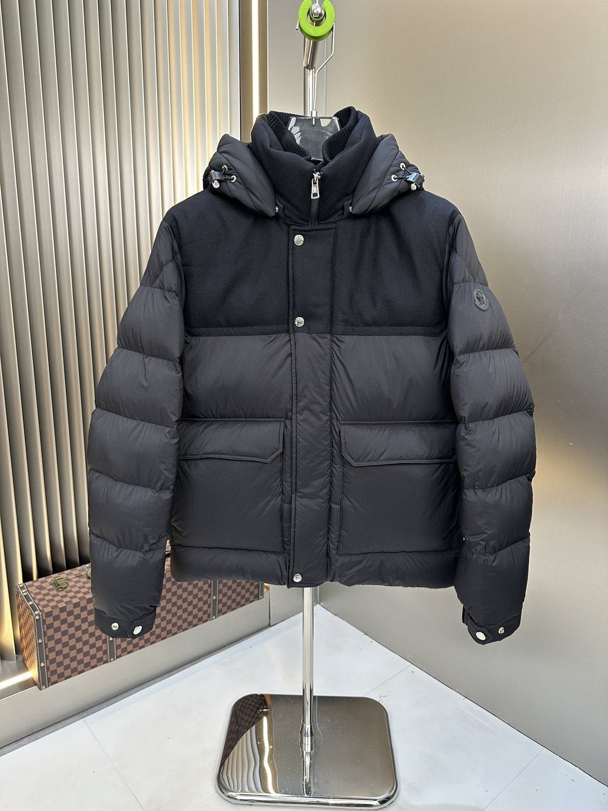 Moncler Black Hooded Quilted Puffer Coat
