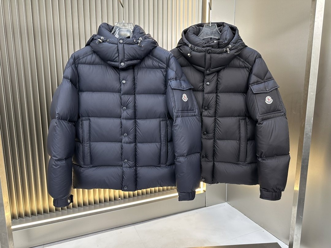 Moncler Black Hooded Quilted Puffer Coat