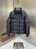 Moncler Black Hooded Quilted Puffer Coat