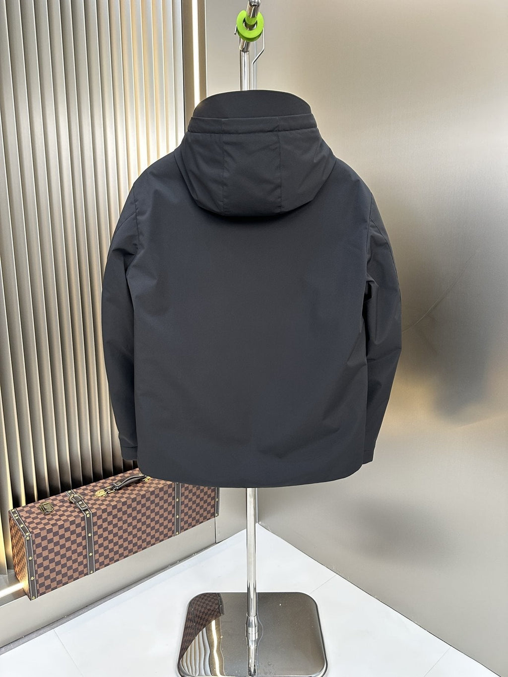 Prada Dark Grey Hooded Puffer Jacket
