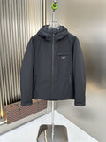 Prada Dark Grey Hooded Puffer Jacket