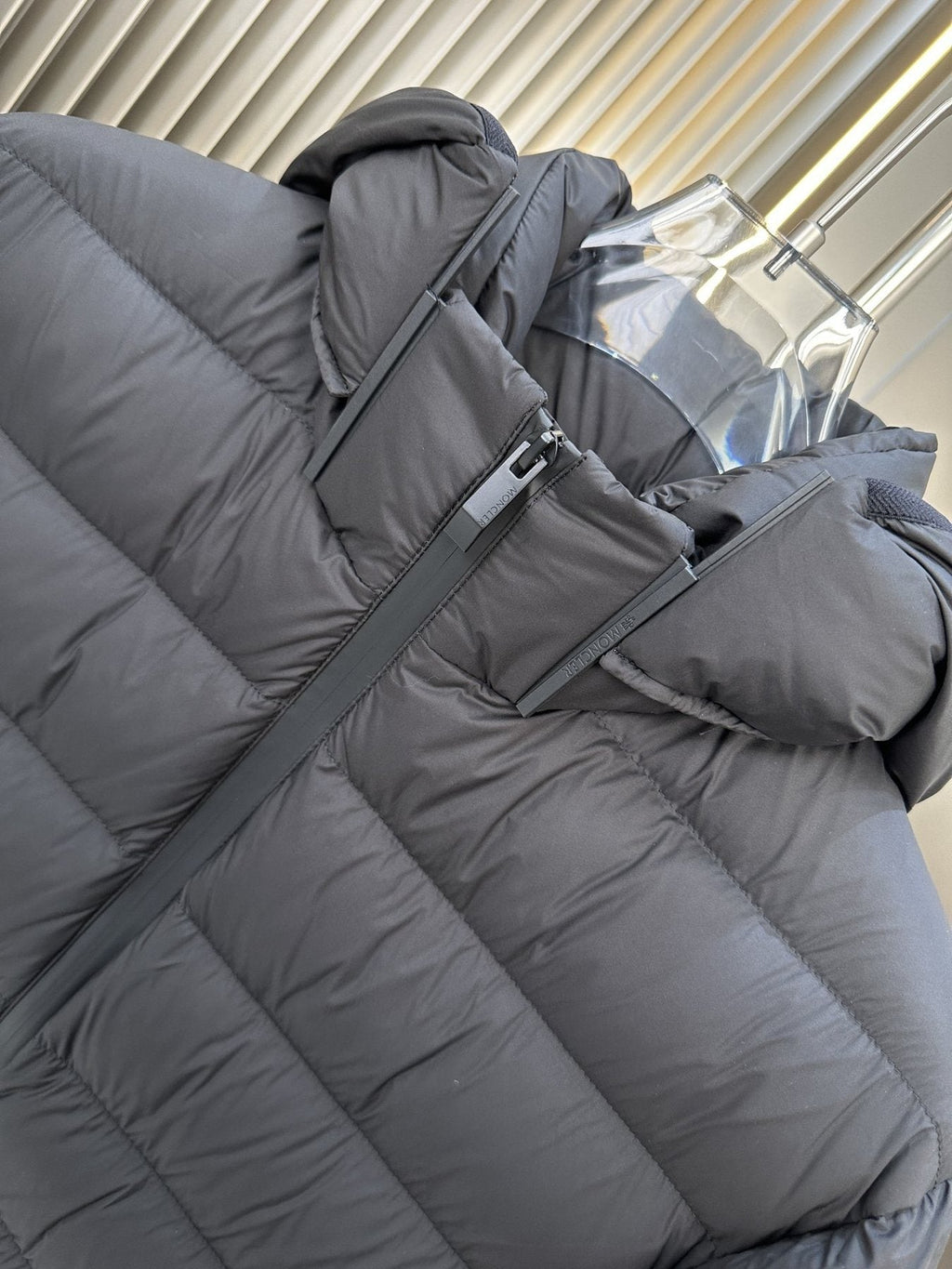 Moncler Black Hooded Quilted Puffer Coat