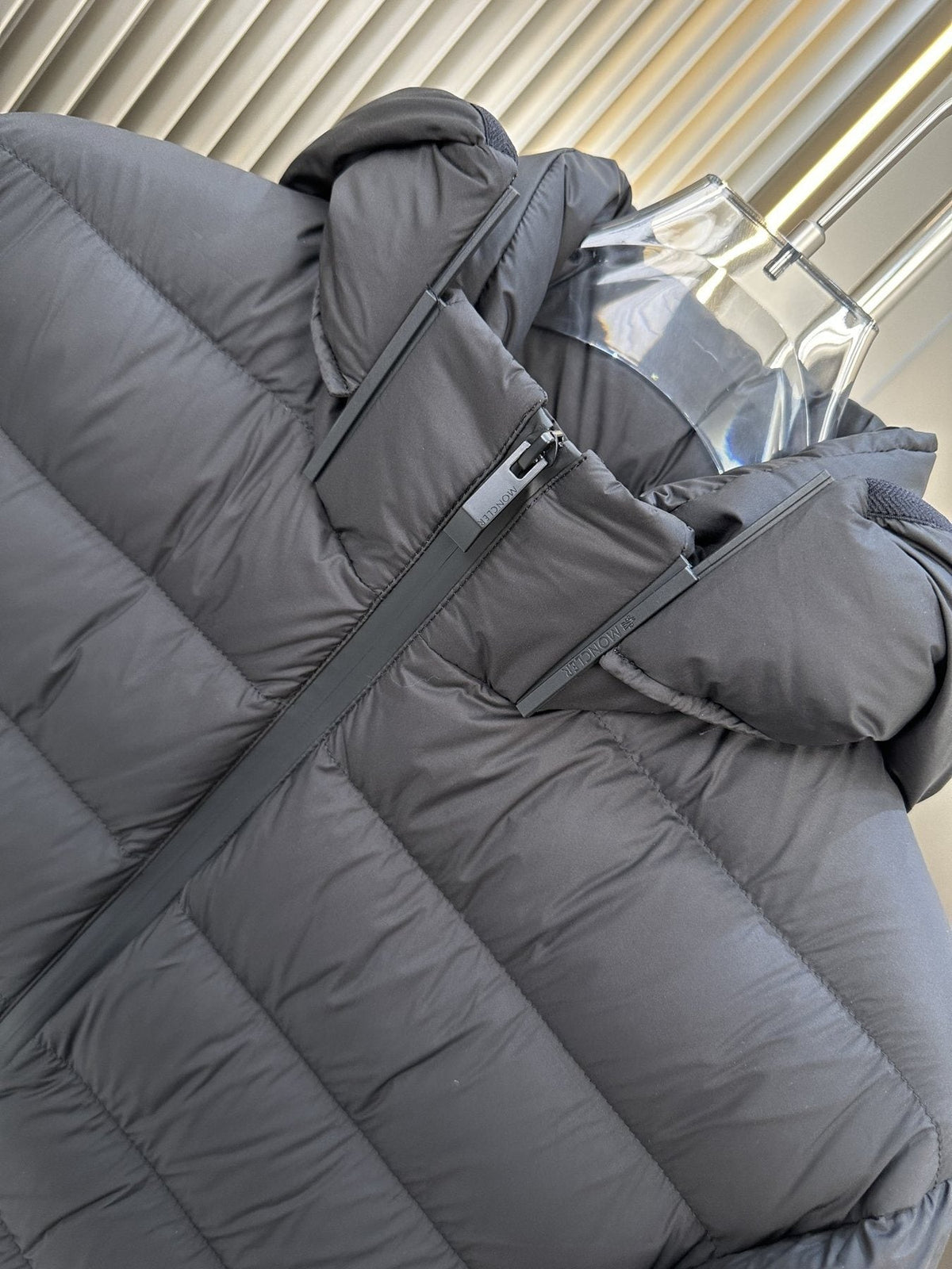 Moncler Black Hooded Quilted Puffer Coat
