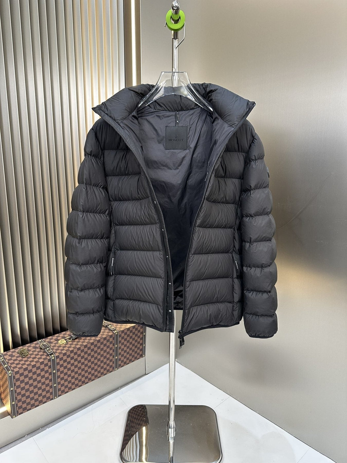 Moncler Black Hooded Quilted Puffer Coat