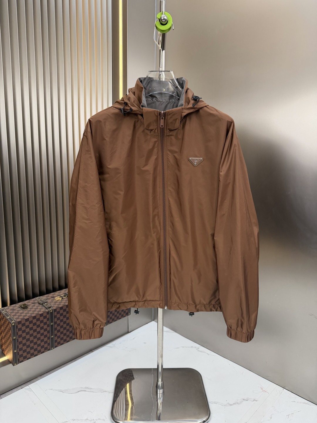 Prada Triangular Logo Hooded Windbreaker