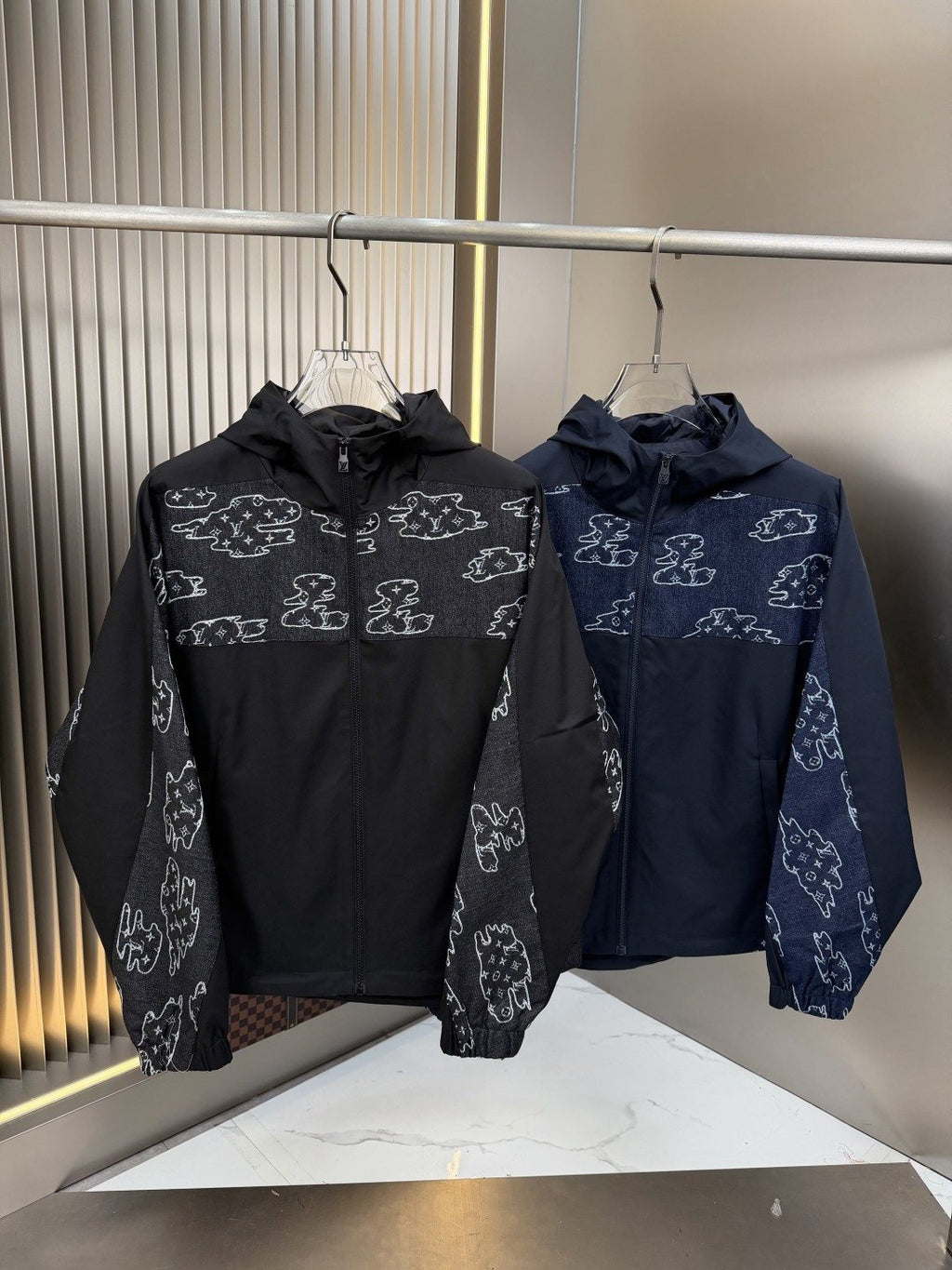 LV Hooded Graphic Panel Jacket