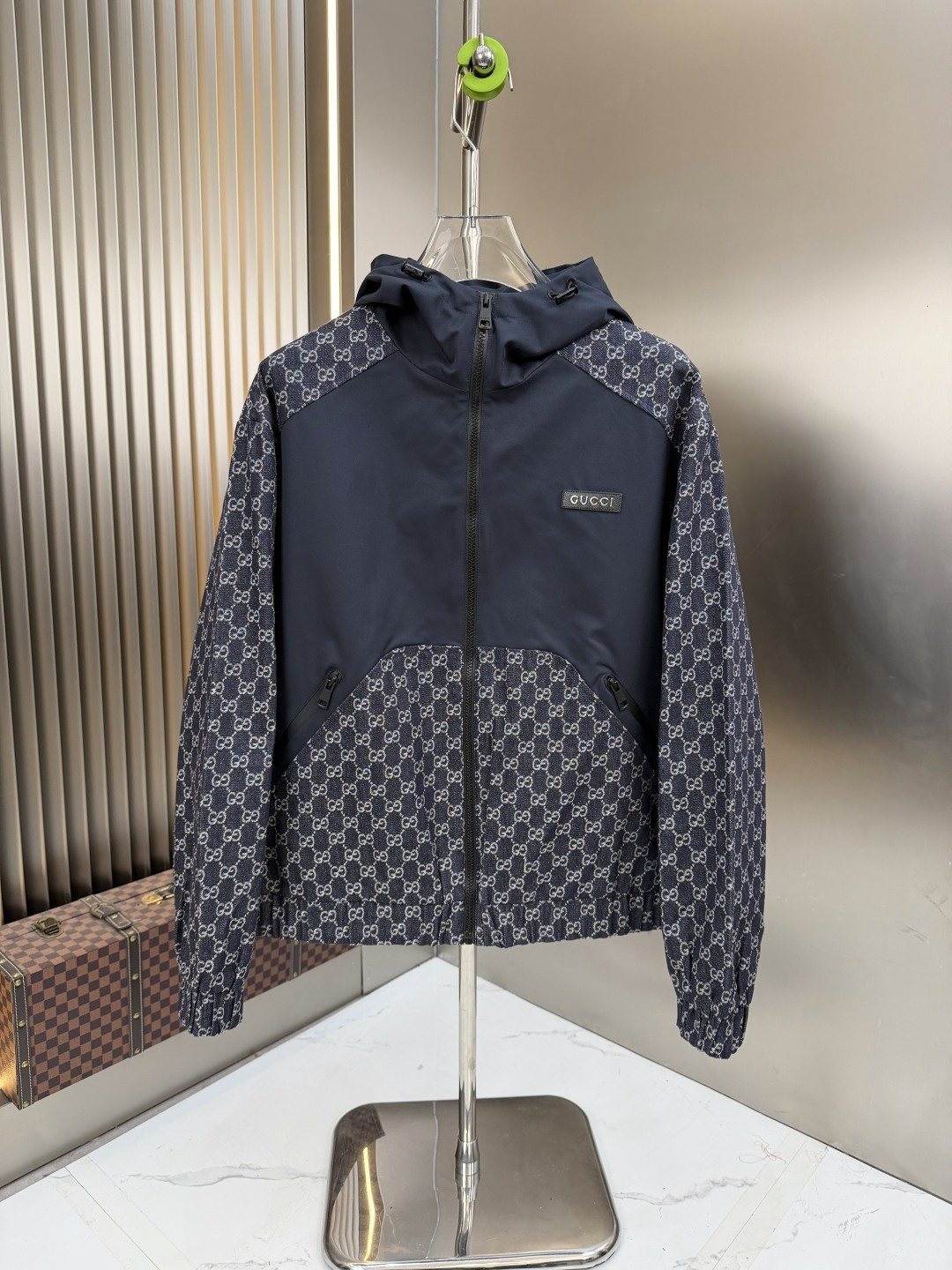 Gucci Monogram Panel Hooded Jacket