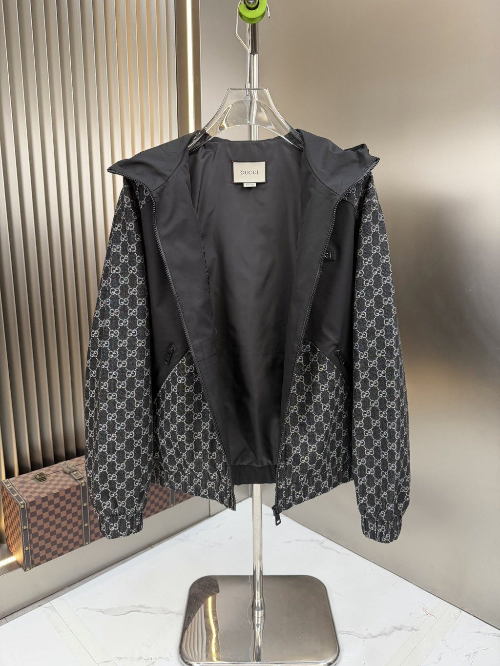 Gucci Monogram Panel Hooded Jacket