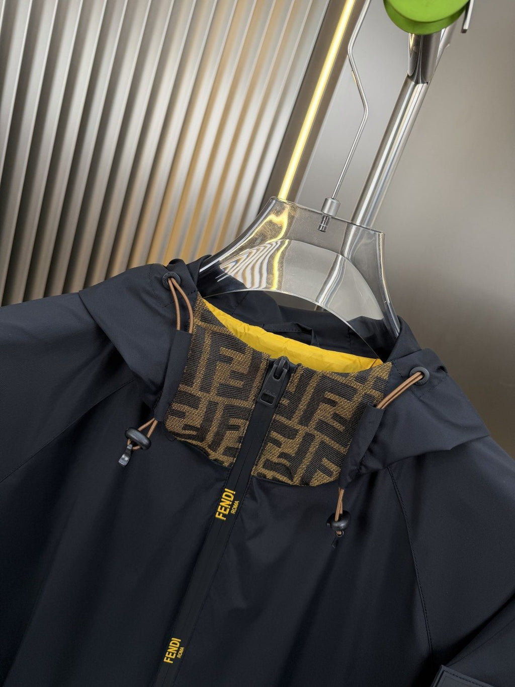 Fendi Black Hooded Zip-Front Jacket