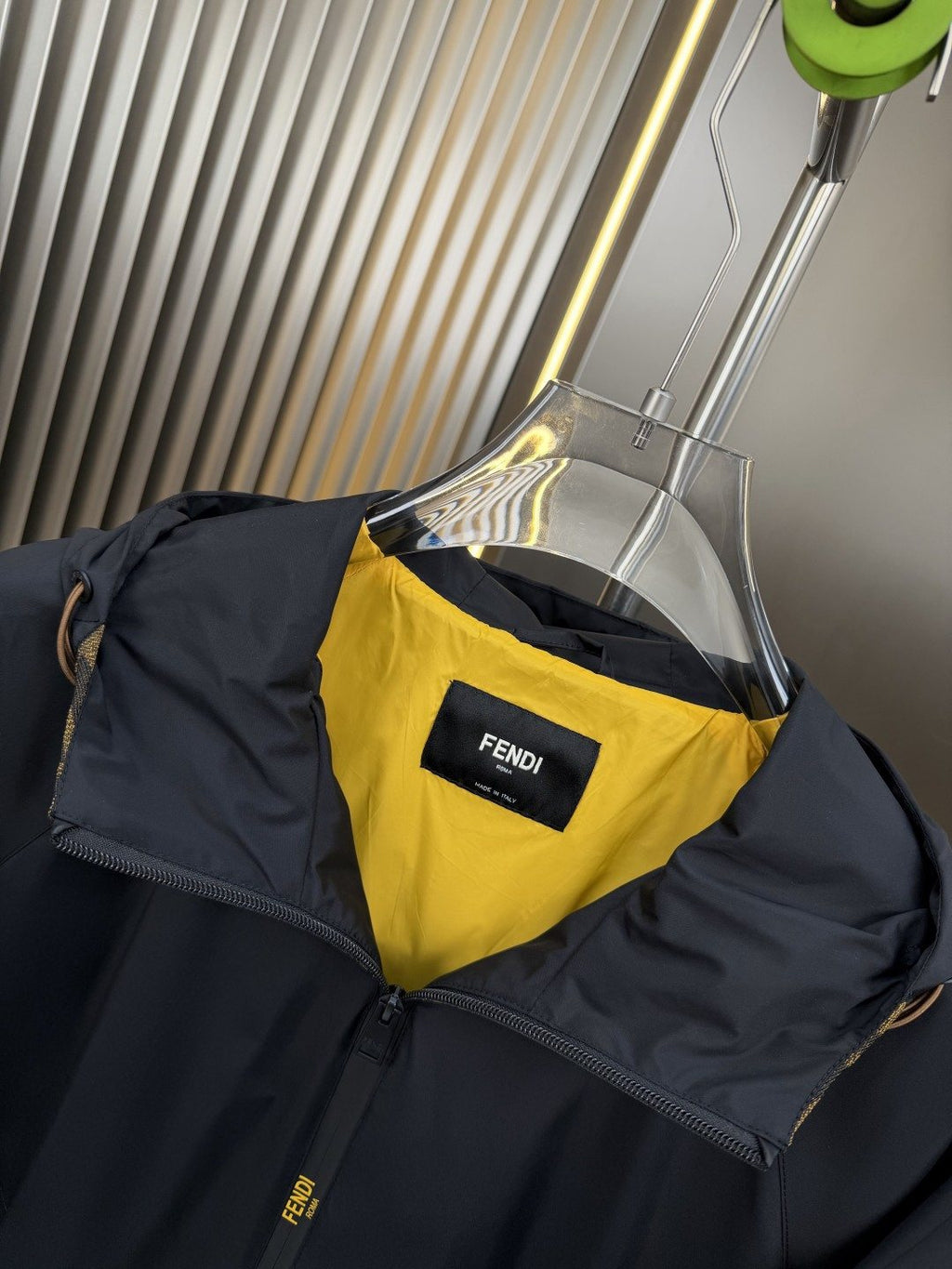 Fendi Black Hooded Zip-Front Jacket
