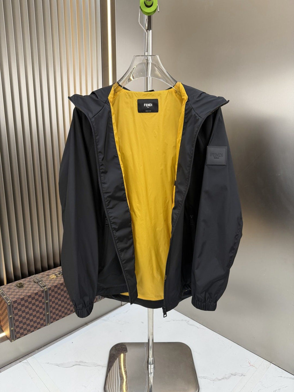 Fendi Black Hooded Zip-Front Jacket
