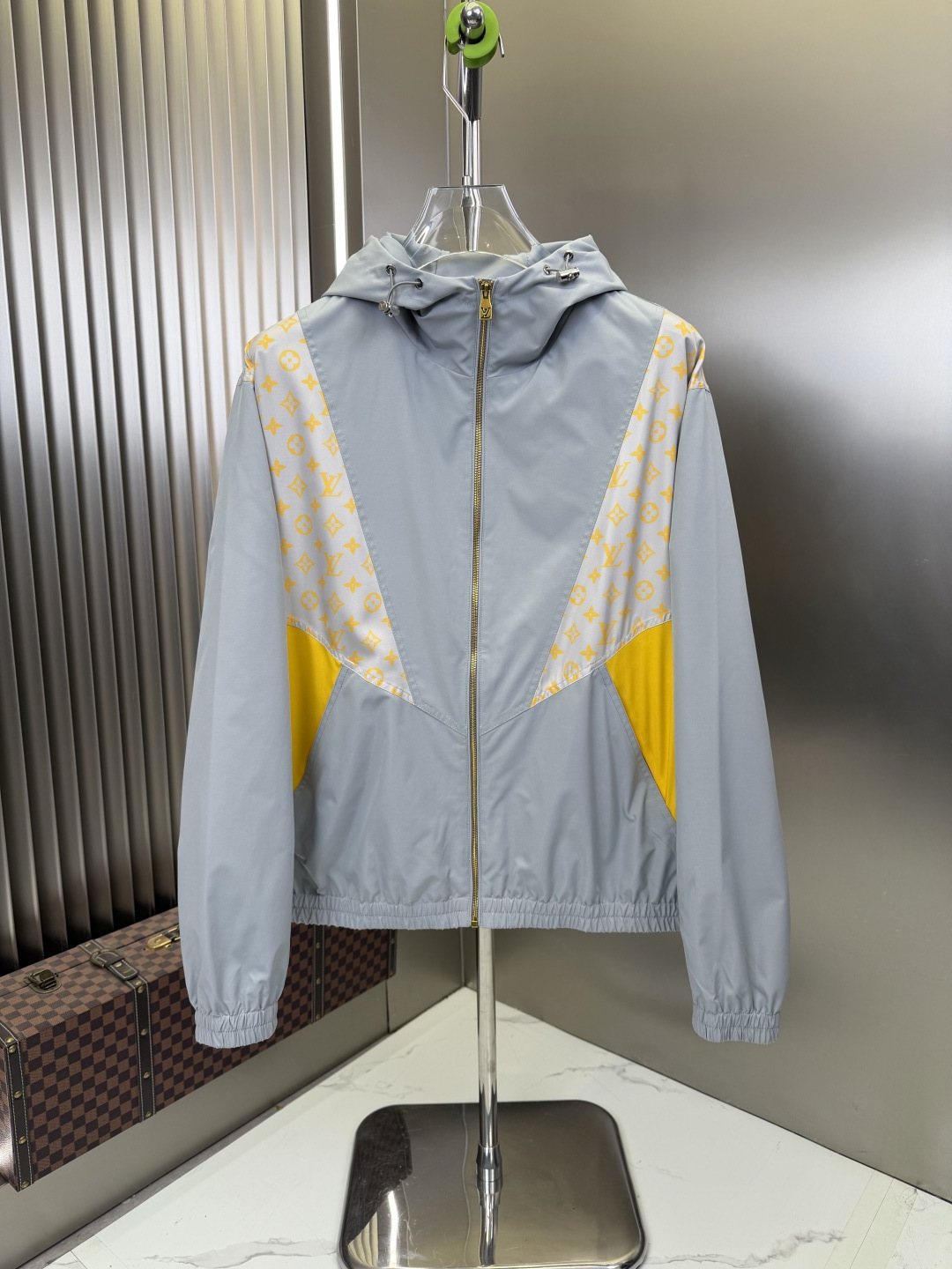 LV Light Blue Color-Block Hooded Windbreaker