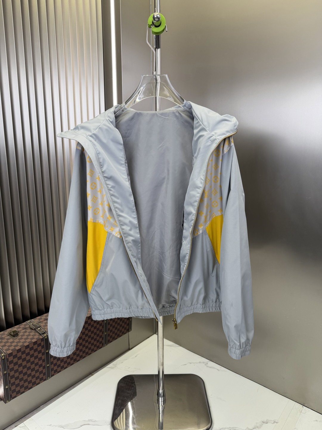 LV Light Blue Color-Block Hooded Windbreaker