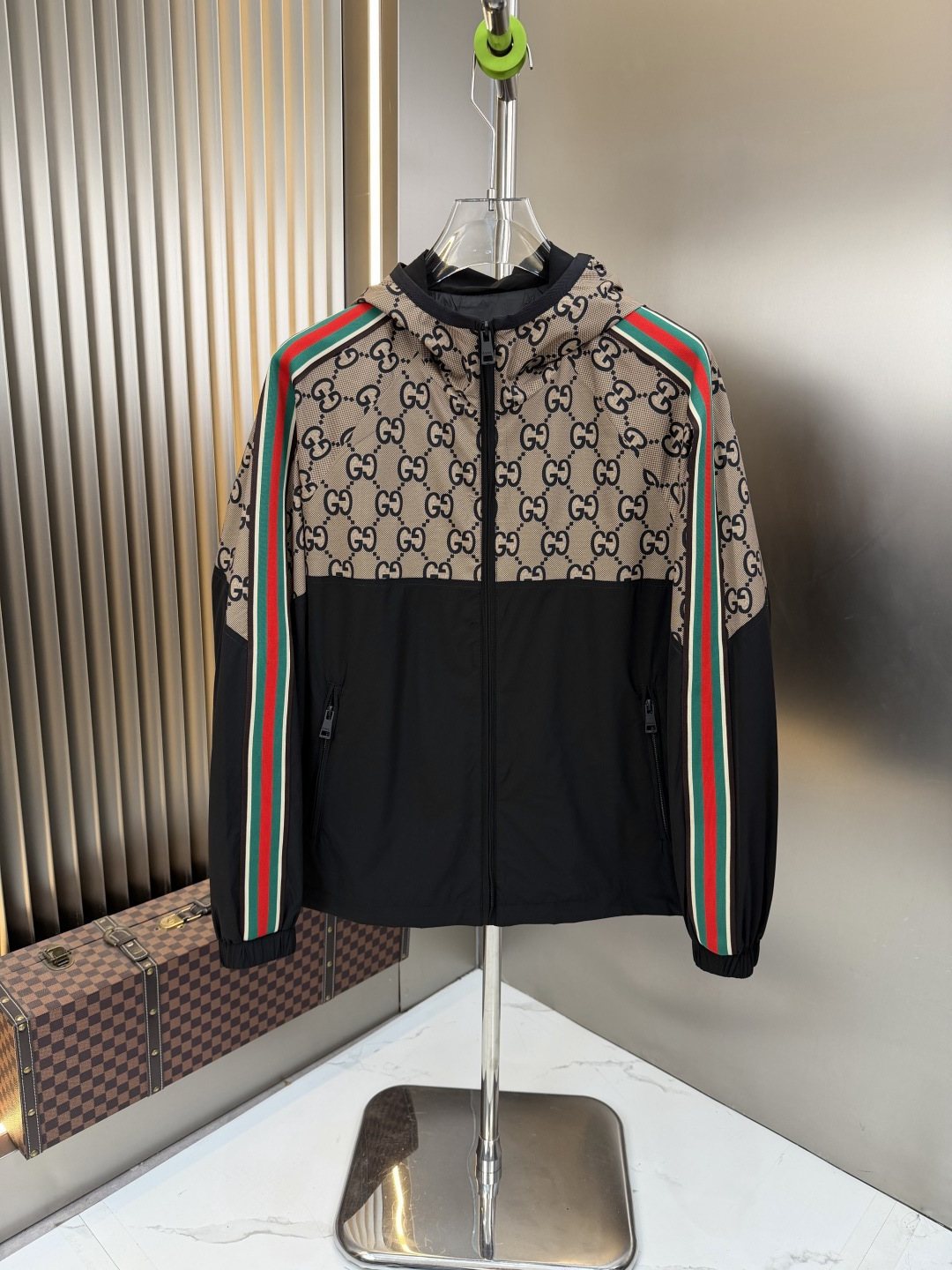 Gucci Beige Monogram Color-Block Jacket