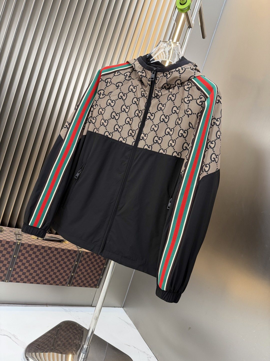 Gucci Beige Monogram Color-Block Jacket