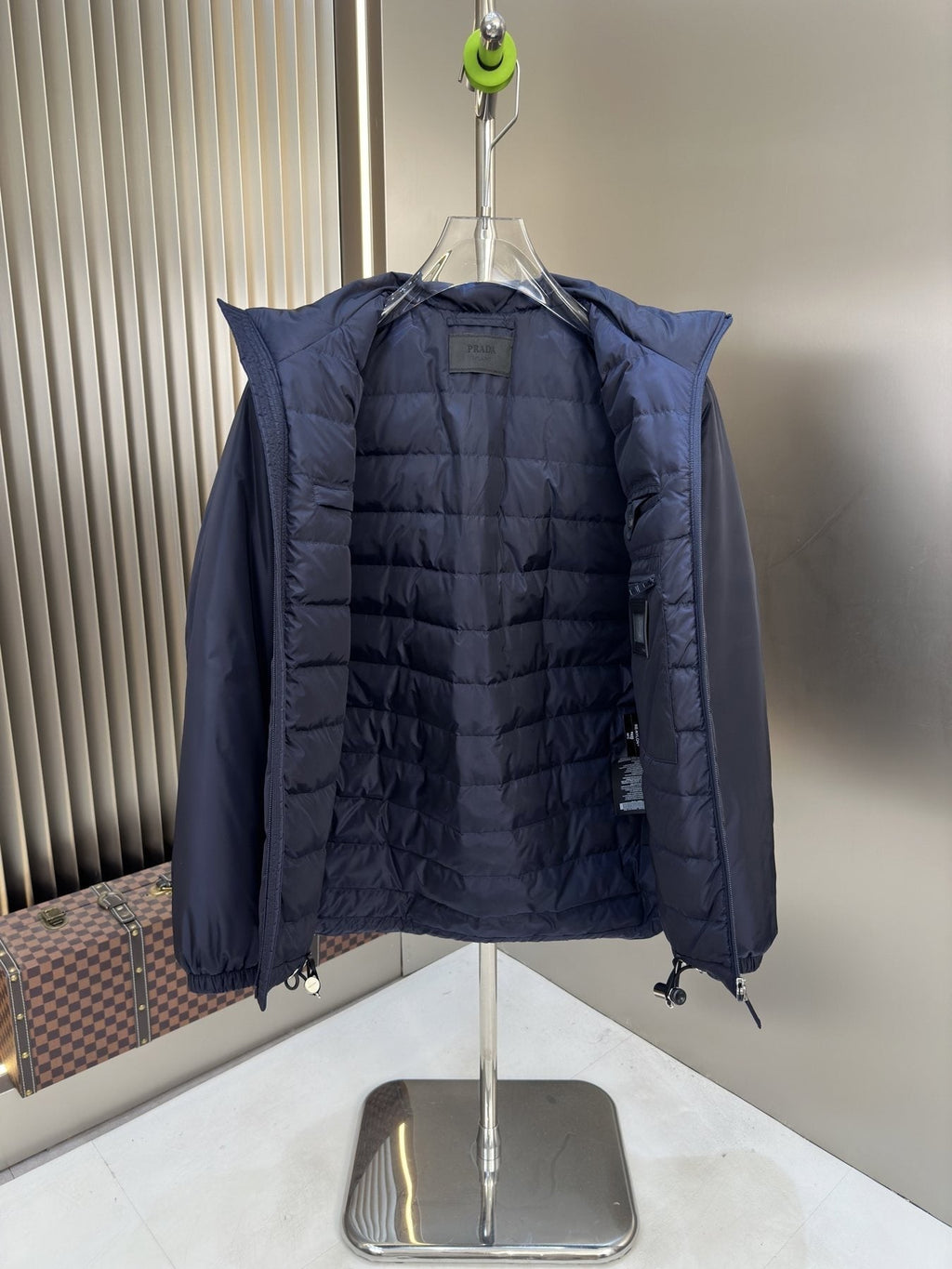 Prada Hooded Puffer Jacket with Triangle Chest Badge