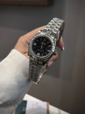 Rolex Silver Black Dial Bracelet Watch
