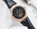 Omega Rose Gold Black Dial Strap Watch