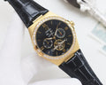 Omega Gold Black Dial Strap Watch
