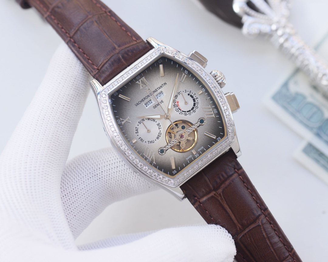 Vacheron Constantin Brown Silver Dial Strap Watch