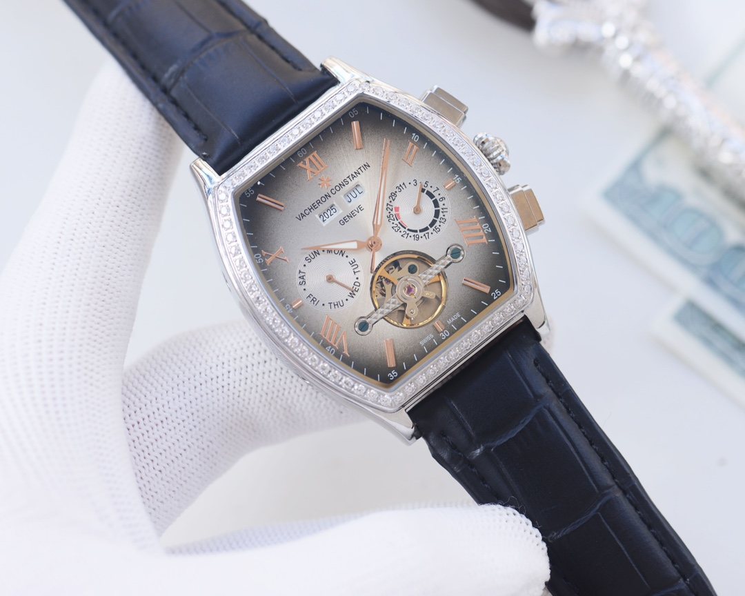 Vacheron Constantin Blue Silver Dial Strap Watch