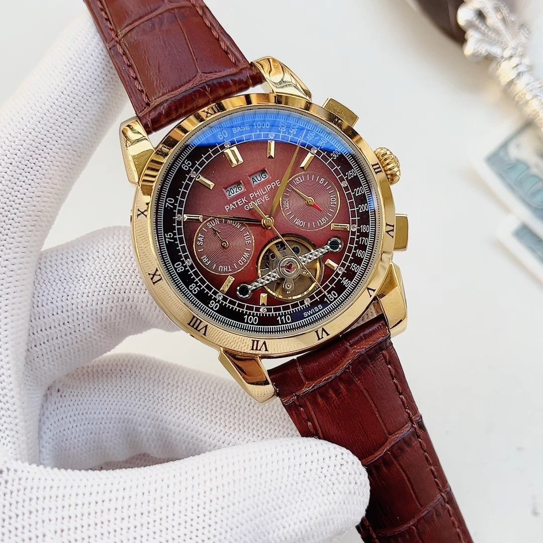 Patek Philippe Burgundy Strap Red Dial Watch